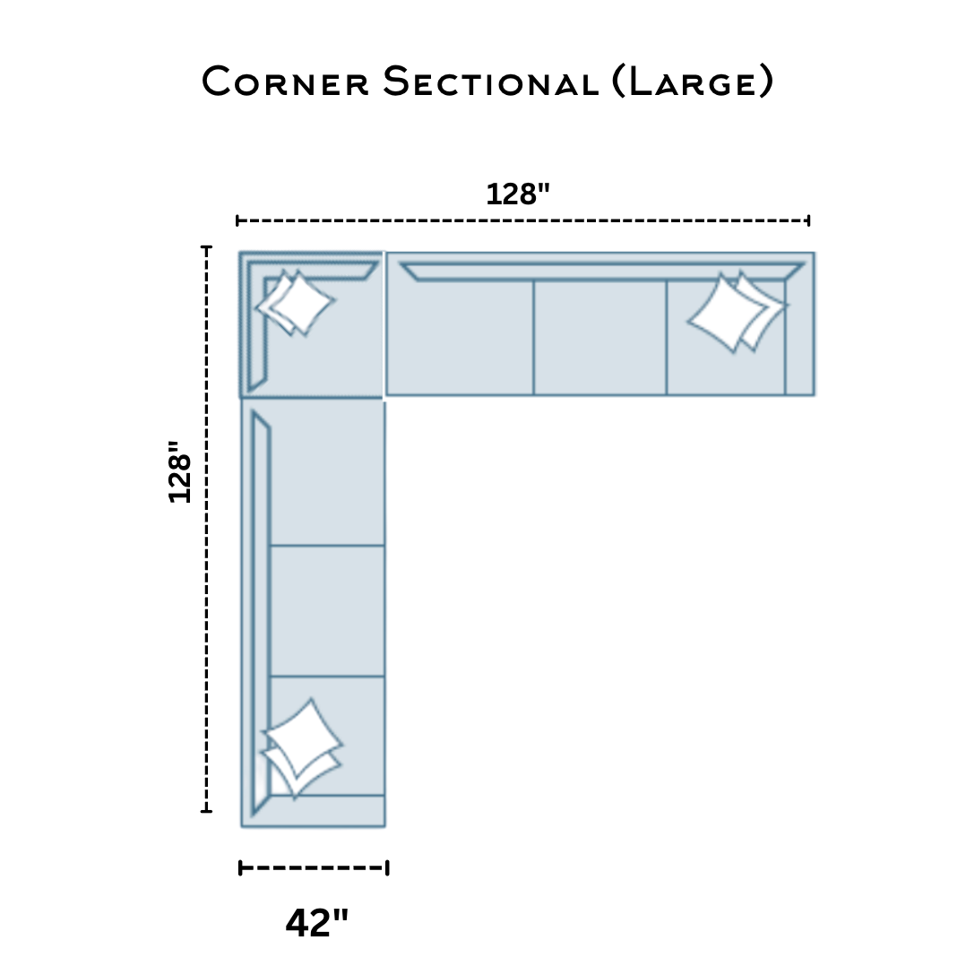 Large Fusion Belmont corner sectional sofa shown from a front view, highlighting its plush cushions and modern design.