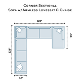 Fusion Belmont corner sectional sofa with chaise, large size, featuring plush upholstery and modern design.