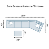 Large Fusion Belmont sofa sectional with cuddler, featuring plush cushions and modern design, perfect for spacious living rooms.