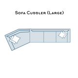 Large Fusion Belmont sofa sectional with cuddler, featuring plush cushions and modern design, ideal for spacious living rooms.