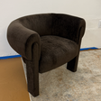 Espresso brown velvet MCM lounge chair by Article with sleek mid-century modern design and plush cushioning.