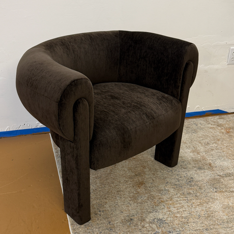 Espresso brown velvet MCM lounge chair by Article with sleek mid-century modern design and plush cushioning.
