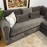 Hale Warm Gray 92-inch velvet corner sectional sofa by Article, featuring plush cushions and modern design.