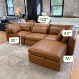 Pull Up A Couch Serenity Reserve sectional sofa with matching ottoman, 4-piece living room set, in a modern and comfortable design.