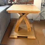 Lamia end table by Pull Up A Couch featuring a modern design with a wooden top and metal legs, suitable for living room decor.