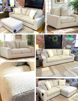 Ashley Furniture Hudson sofa featuring plush cushions, neutral fabric upholstery, and a modern design for comfortable living spaces.