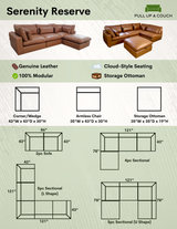 Pull Up A Couch Serenity Reserve 5-piece sectional with built-in storage ottoman, featuring plush cushions and modern design.