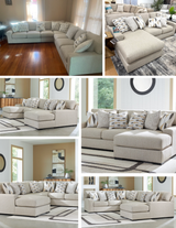 Silverwood sectional sofa with chaise by Ashley Furniture, showing the back view of the modern, upholstered living room furniture.