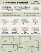 Ashley Furniture Silverwood sectional sofa with chaise, showing the front view of the stylish and comfortable living room furniture.