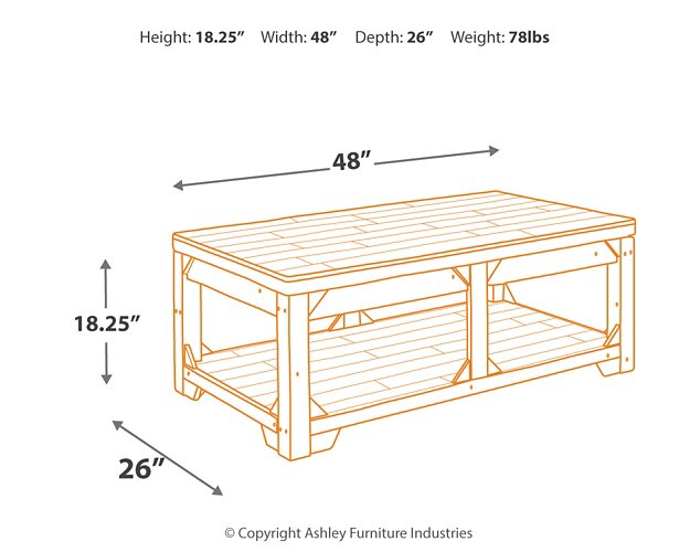 Fregine Coffee Table with Lift Top - Pull Up A Couch