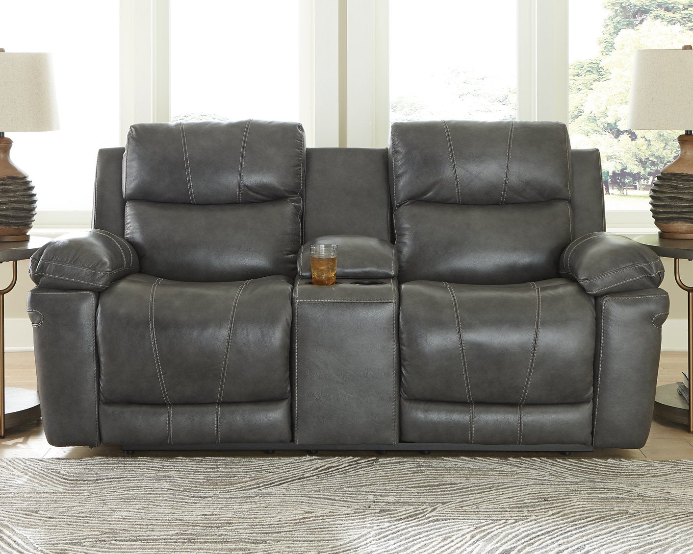 Edmar Power Reclining Loveseat with Console - Pull Up A Couch