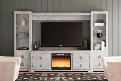 Willowton 4-Piece Entertainment Center with Electric Fireplace