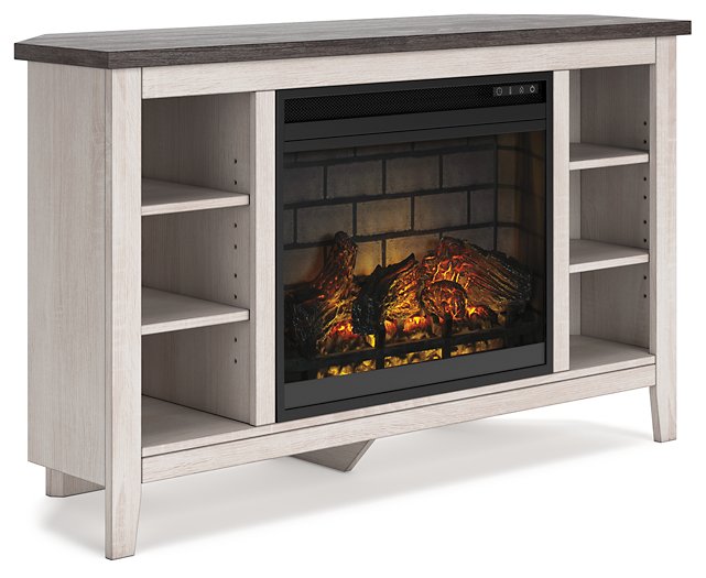 Dorrinson Corner TV Stand with Electric Fireplace - Pull Up A Couch