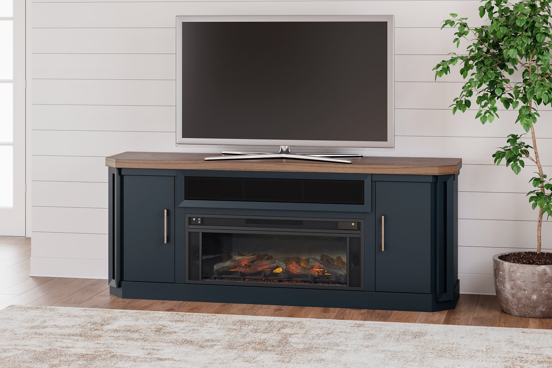 Landocken 83" TV Stand with Electric Fireplace - Pull Up A Couch