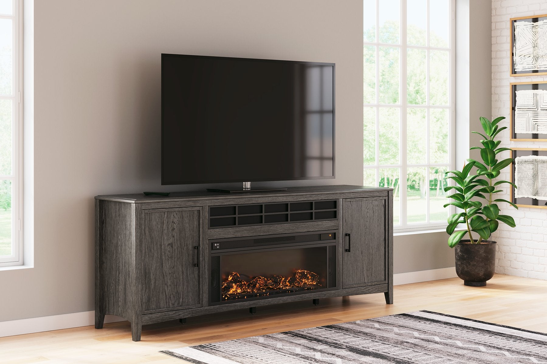 Montillan 84" TV Stand with Electric Fireplace - Pull Up A Couch