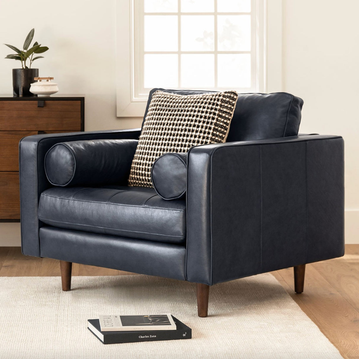 Leather Lounge Chair (Oxford Blue)