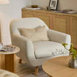 MCM-Style Bouclé Lounge Chair (Ivory)