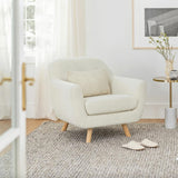 MCM-Style Bouclé Lounge Chair (Ivory)