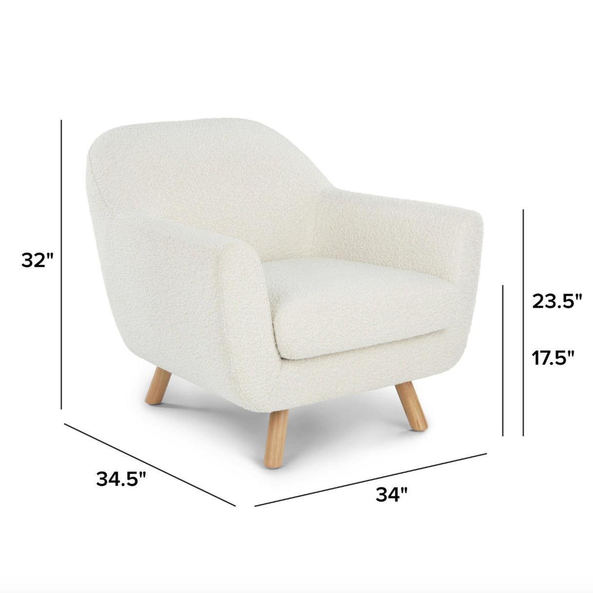 MCM-Style Bouclé Lounge Chair (Ivory)