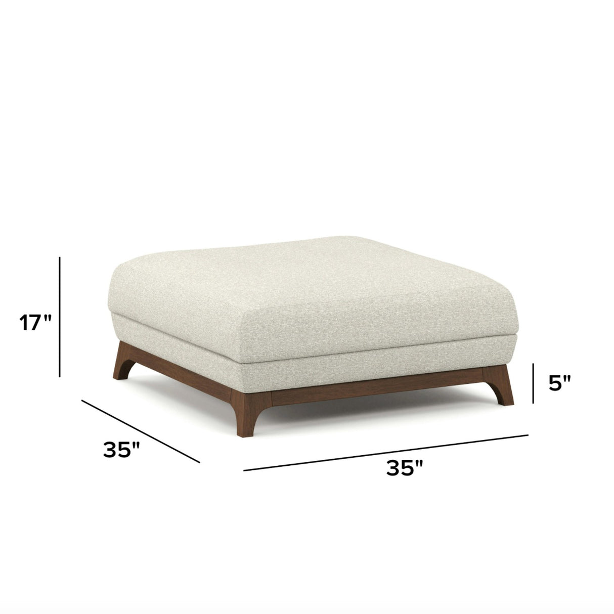 Chalk Gray/Walnut MCM-Style Ottoman