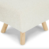 Ivory Bouclé Ottoman w/ Natural Ash Legs