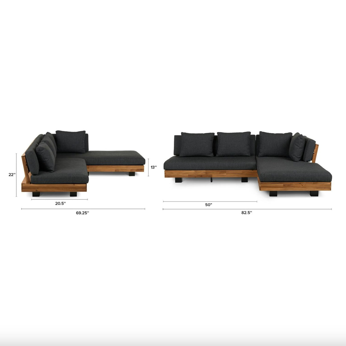 Right-Facing Outdoor Sectional (Slate Gray)