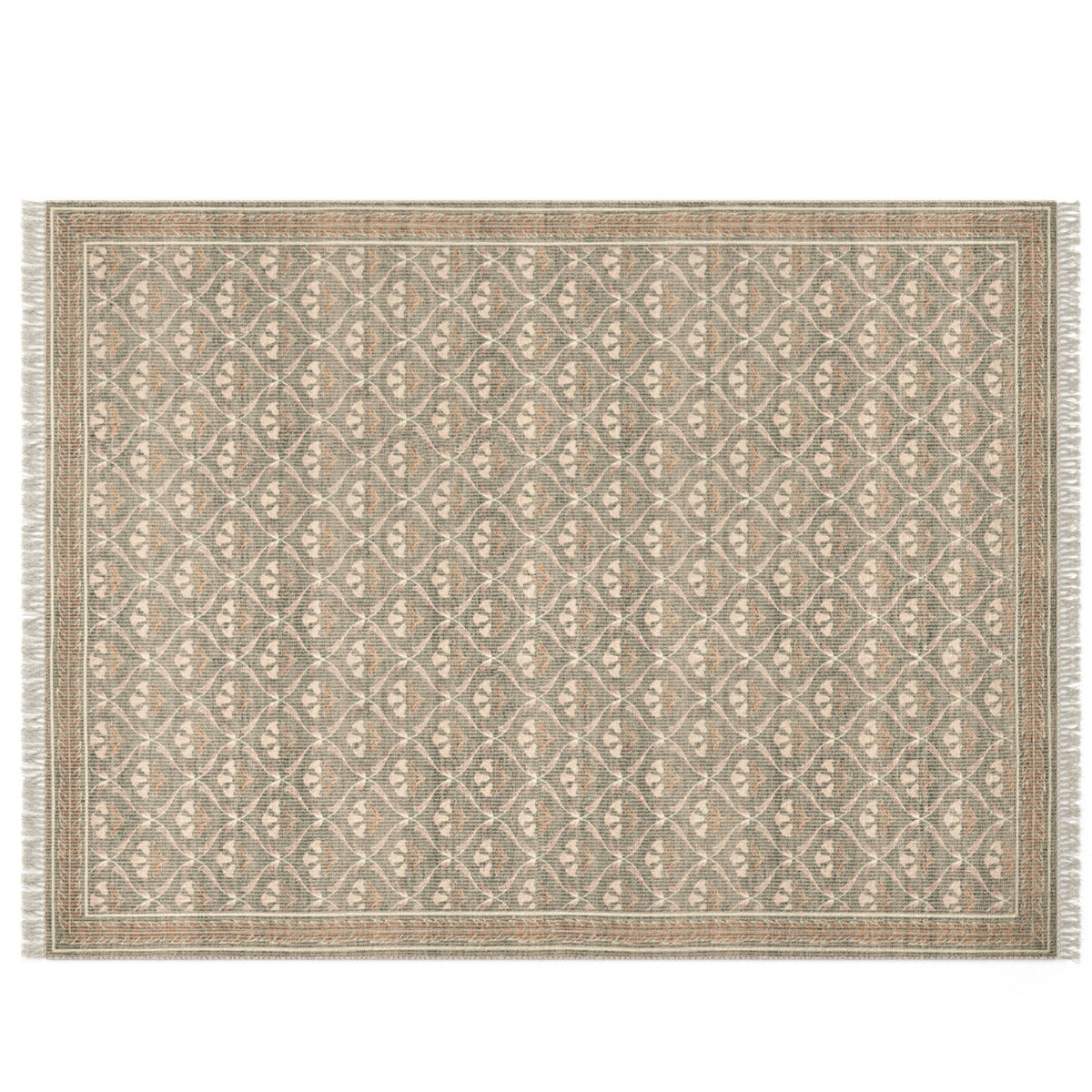 Reversible 9x12 olive green and beige area rug by Article, showcasing a stylish, soft woven design for living spaces or bedrooms.
