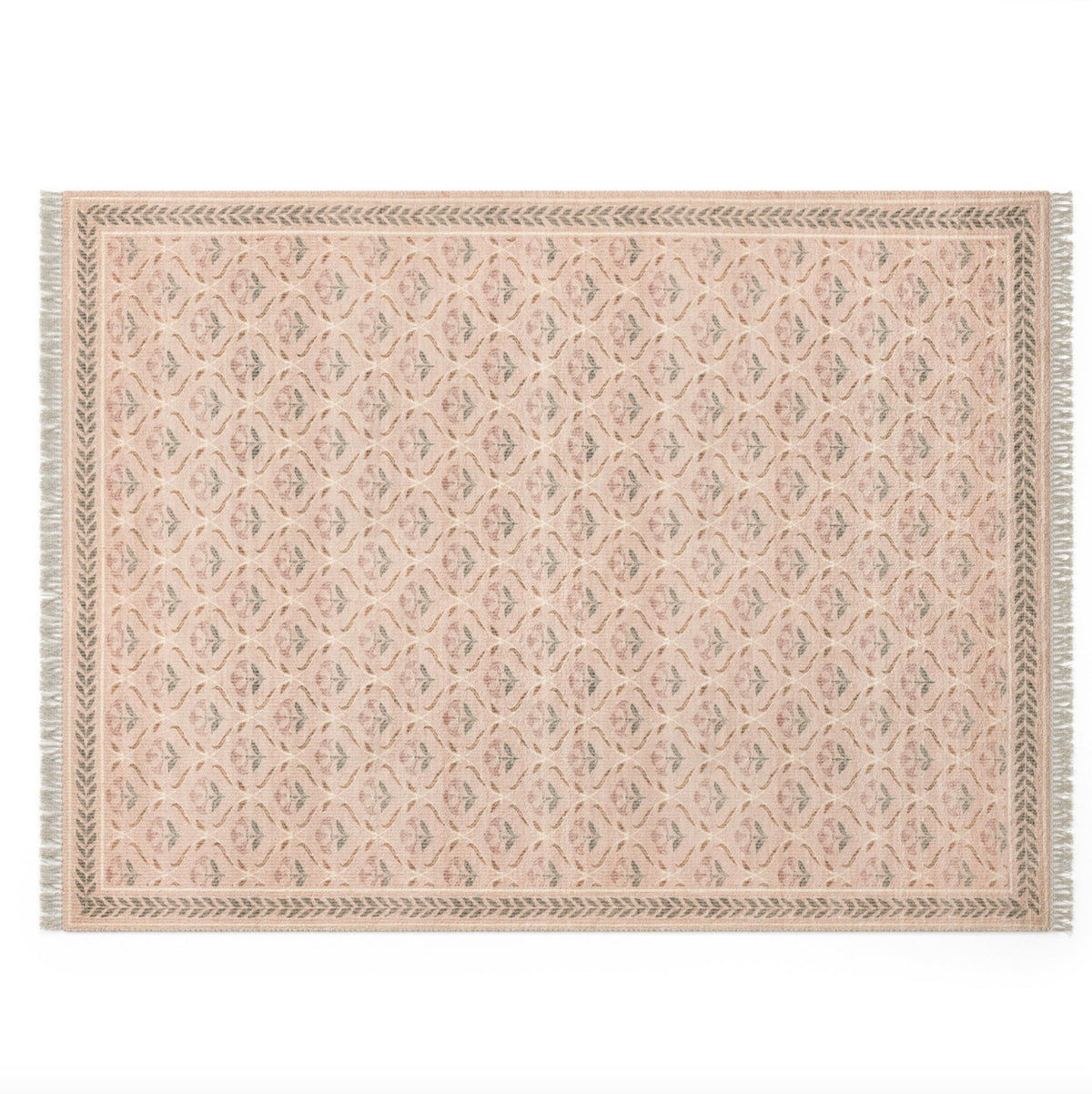 Reversible 9' x 12' olive green and beige area rug by Article with a soft, patterned surface and versatile design.