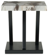 Set of three Ashley Furniture Cendill tables, side and end tables with wooden surfaces and modern design.