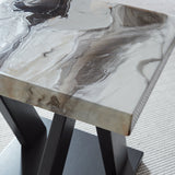 Set of three Ashley Furniture Cendill tables with modern wooden tops and sleek metal legs, arranged together.