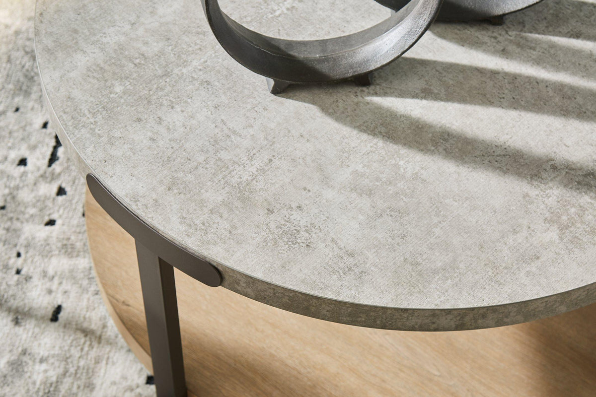 Set of three Darthurst tables by Ashley Furniture, showcasing modern wooden side tables with sleek design and natural wood finish.