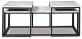 Set of three Donnesta tables by Ashley Furniture, modern coffee tables with sleek wood finish, versatile for living room decor