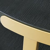 Set of three Ashley Furniture Shylore tables with dark wood finish, featuring sleek modern design and smooth surfaces.