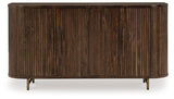 Ashley Furniture Amickly Accent Cabinet with wood finish and sleek design, featuring storage doors and modern style.