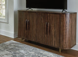 Ashley Furniture Amickly accent cabinet with a sleek wood finish and modern design, ideal for stylish home storage.