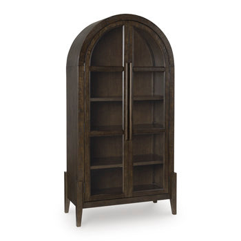 Ashley Furniture Benhall Accent Cabinet with closed doors, wood finish, and modern design, ideal for storage and decor.