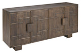 Ashley Furniture Cato Accent Cabinet with sleek wood finish and modern design, featuring storage drawers and decorative accents.