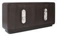 Ashley Furniture Elliston Accent Cabinet with wooden doors and metal hardware, ideal for stylish storage in living rooms or hallways.