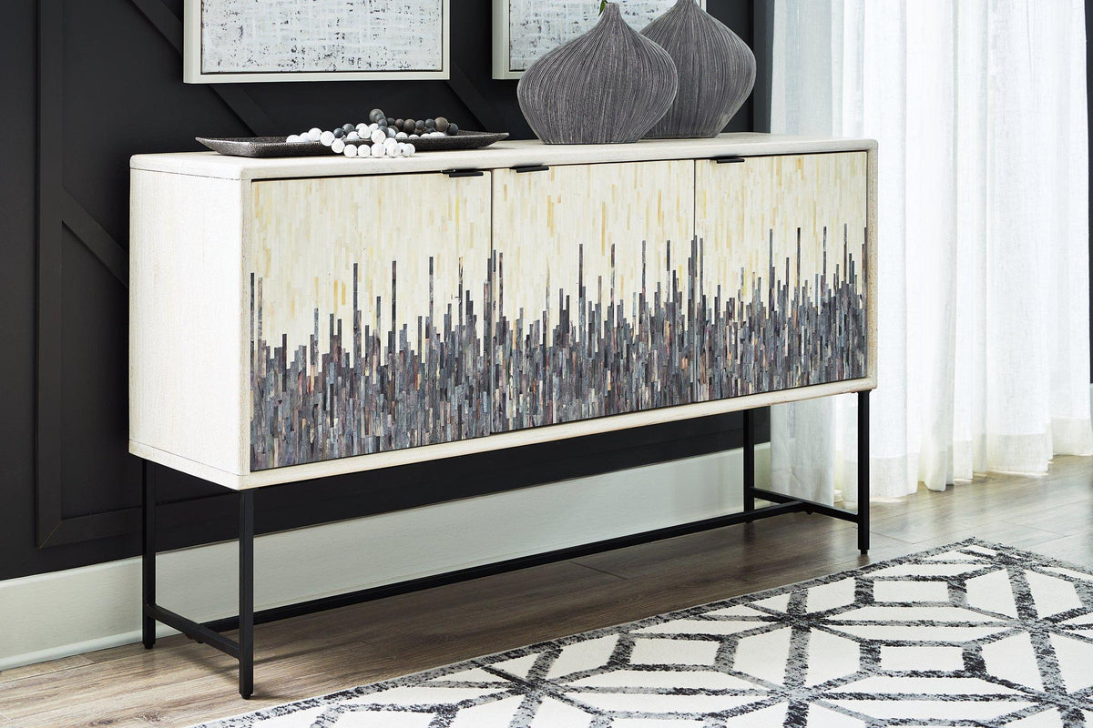 Freyton Accent Cabinet by Ashley Furniture featuring modern design with wood finish and storage drawers.