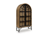 Ashley Furniture Gwenwich Accent Cabinet with closed doors, showcasing its stylish design and dark wood finish.