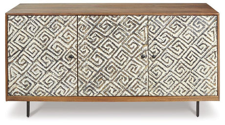 Ashley Furniture Kerrings Accent Cabinet with sleek design, featuring doors and storage space in a modern wood finish.
