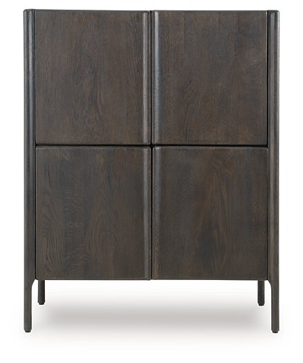 Ashley Furniture Orsonal Accent Cabinet with wood finish and decorative hardware, shown from a front view.