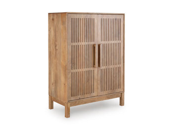 Ashley Furniture Pellamour accent bar cabinet with closed doors, wood finish, and elegant design, perfect for stylish home storage.