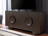 Ashley Furniture Veeda Accent Cabinet with wood finish and modern design, featuring storage drawers and sleek hardware.