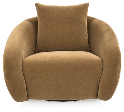 Ashley Furniture Yahya swivel accent chair with plush upholstery and modern design, shown from a head-on view.