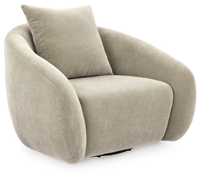 Ashley Furniture Yahya swivel accent chair with plush upholstery and modern design, shown from an angled side view.