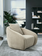 Ashley Furniture Yahya swivel accent chair with plush fabric and modern design, shown in a cozy living room setting.