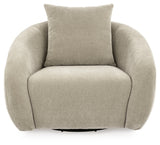 Ashley Furniture Yahya swivel accent chair with plush fabric and modern design, shown in a head-on view.