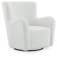 Ashley Furniture Rowenburg Swivel Glider Accent Chair with plush fabric upholstery and a comfortable, modern design.