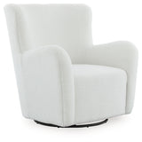 Ashley Furniture Rowenburg Swivel Glider Accent Chair with plush fabric upholstery and a comfortable, modern design.